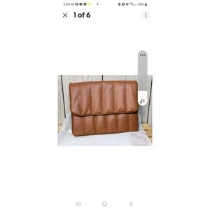 Fawn Design Carmel Brown‎ Quilted Clutch Crossbody Bag Zipper Strap Dust Bag NEW